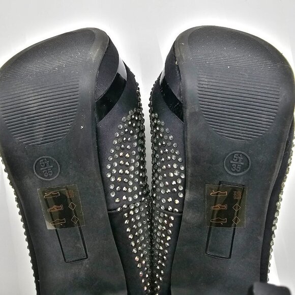 Le Chateau Women's Black Peep-Toe High Heels with rhinestones, Size 5.5, - Picture 4 of 10